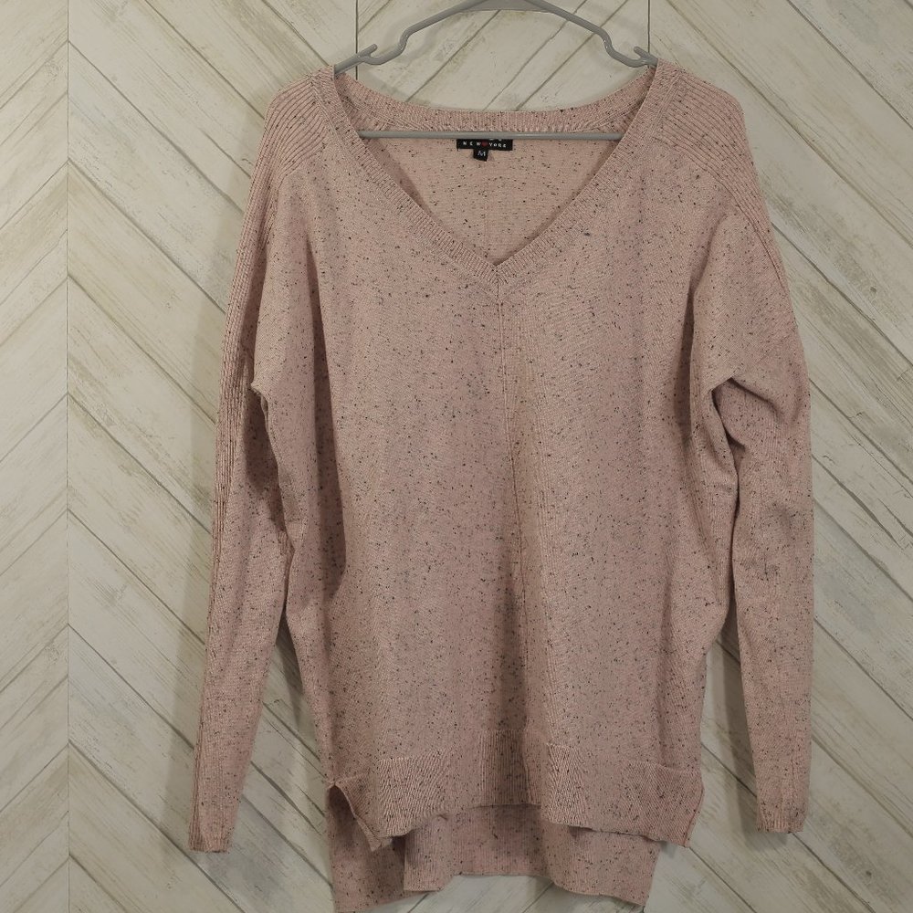 POOF New York brand pink and black V neck sweater Size M